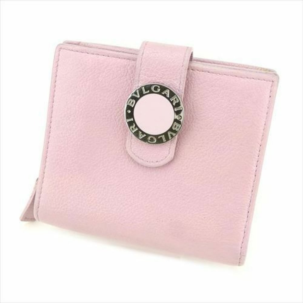 Bvlgari Wallet Purse Bifold Pink leather Woman Authentic Used T8800